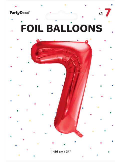 ballon chiffre 7, ballons chiffres, ballons anniversaire, ballons hélium, Ballon Chiffre 7, Rouge, 86 cm