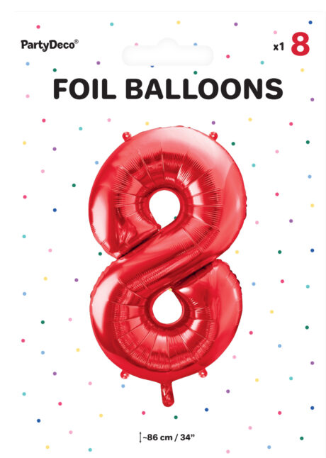 ballon chiffre 8, ballons chiffres, ballons anniversaire, ballons hélium, Ballon Chiffre 8, Rouge, 86 cm