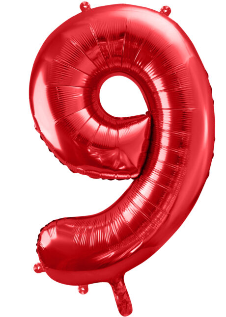 ballon chiffre 9, ballons chiffres, ballons anniversaire, ballons hélium, Ballon Chiffre 9, Rouge, 86 cm