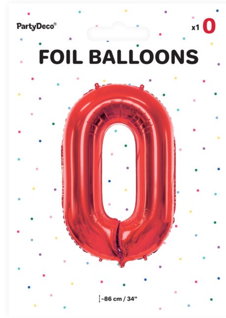 ballon chiffre zero, ballons chiffres, ballons anniversaire, ballons hélium, Ballon Chiffre 0, Rouge, 86 cm