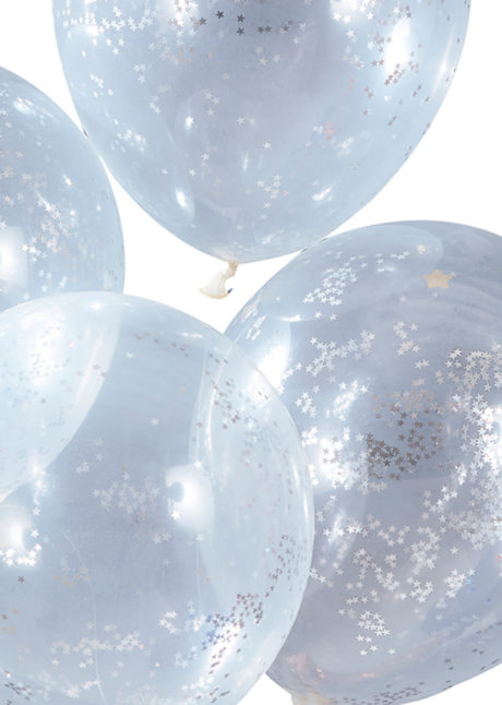 ballons confettis, ballons transparents, ginger ray, Bouquet de Ballons Confettis Argent Glitter, Ginger Ray
