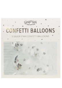 ballons confettis, ballon confettis argent, ballons transparents, ballons confettis étoiles, Ginger ray