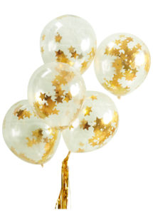 ballons confettis, ballons confettis étoiles, ballons fête, ballons transparents, ginger ray