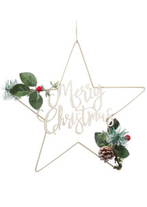 couronne joyeux noel, couronne étoile de Noël, couronne de porte noel, décorations noel, ginger ray, Couronne de Noël Etoile, Merry Christmas