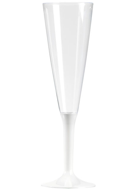 flûtes à champagne, flutes en plastique, vaisselle en plastique, verres en plastique, flutes jetables, Verres à Champagne, Flûtes à Pied Blanc, 150 ml, x 10