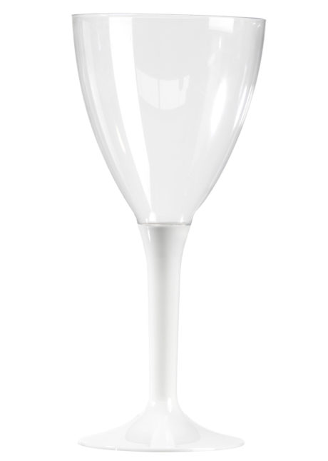 verres à vin en plastique, verres en plastiques, Verre à Vin, Pied Blanc, 15 cm, x 10