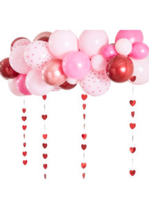 arche de ballons coeurs, arche de ballons saint valentins, arche de ballons rouges et roses, Arche Guirlande de Ballons, Rose, Rouge et Rose Gold