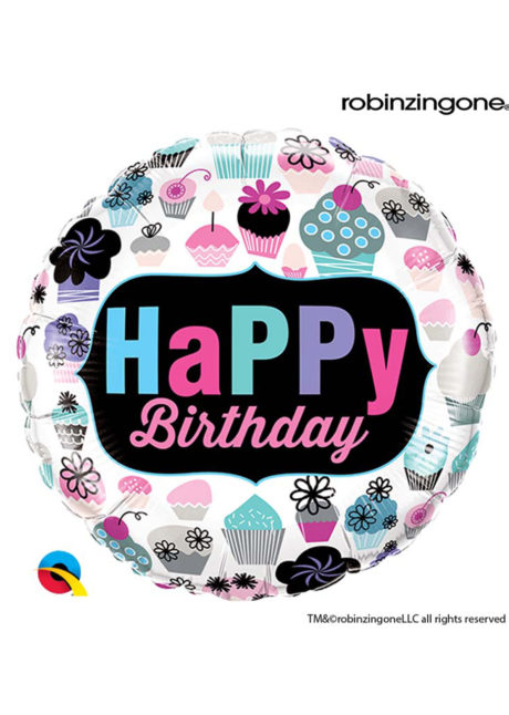 ballon anniversaire, ballon hélium, Ballon Anniversaire, Cupcakes Flowers, en Aluminium