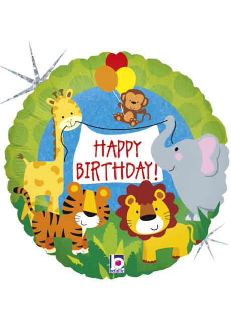 ballon anniversaire, ballons hélium, ballons enfants, anniversaires enfants, Ballon Anniversaire, Animaux de la Jungle, en Aluminium