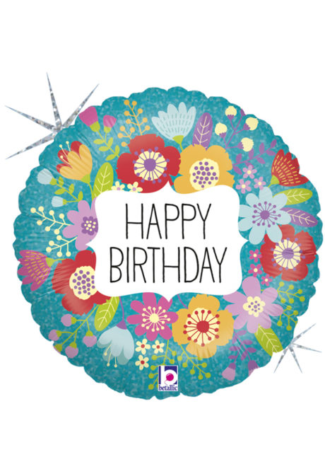 ballon anniversaire, ballon fleurs, ballon hélium, ballon pour anniversaire, Ballon Anniversaire, Fleurs Sauvages, en Aluminium