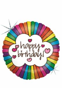 ballon anniversaire multicolore, ballon anniversaire holographique, ballon hélium