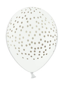 ballons blancs, ballons confettis, Ballons Blancs Imprimés Confettis Dorés, en Latex, x 6