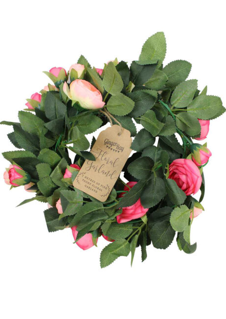 guirlande pivoine, guirlande fleurs, guirlande feuilles, fleurs artificielles, Guirlande de Feuilles et de Fleurs Roses, Ginger Ray