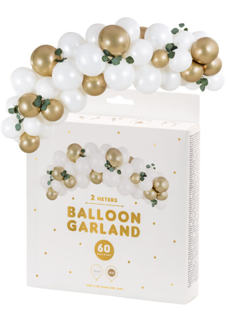 arche de ballons blancs et dorés, arches de ballons, décorations ballons, Arche Guirlande de Ballons Blancs et Or