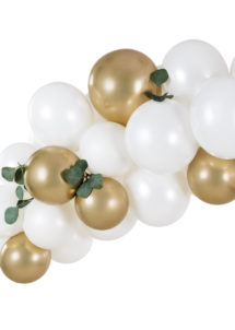 arche de ballons blancs et dorés, arches de ballons, décorations ballons