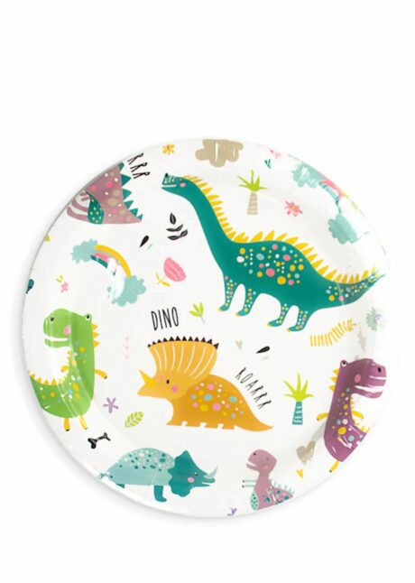 assiettes anniversaire enfant, assiettes anniversaire dinosaure, Assiettes Anniversaire Thème Dinosaure – 18 cm