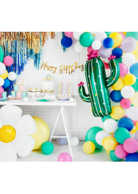 ballons hélium, ballon cactus, ballon aluminium, décorations mexicaines, Ballon Cactus Mexicain, Fleurs Roses, en Aluminium