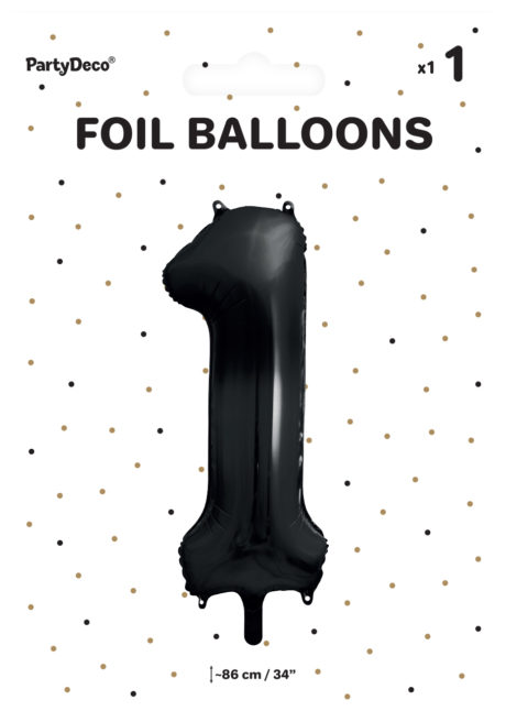 ballon chiffre, ballon alu chiffre, ballon chiffre 1 noir, Ballon Chiffre 1, Noir, 86 cm