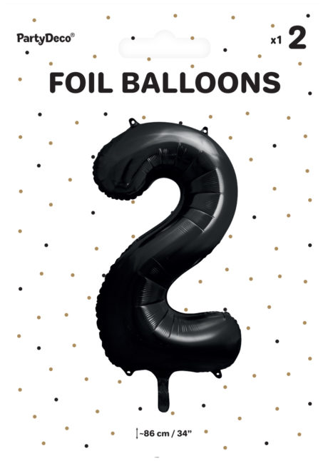 BALLON-CHIFFRE-2-NOIR-FB1M-2-2, Ballon Chiffre 2, Noir, 86 cm