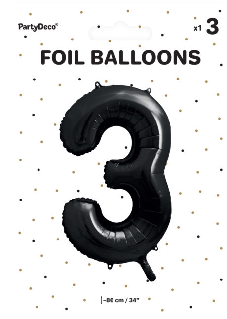 BALLON-CHIFFRE-3-NOIR-FB1M-3-2, Ballon Chiffre 3, Noir, 86 cm