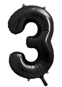 ballon chiffre, ballon alu chiffre, ballon chiffre 3 noir, Ballon Chiffre 3, Noir, 86 cm