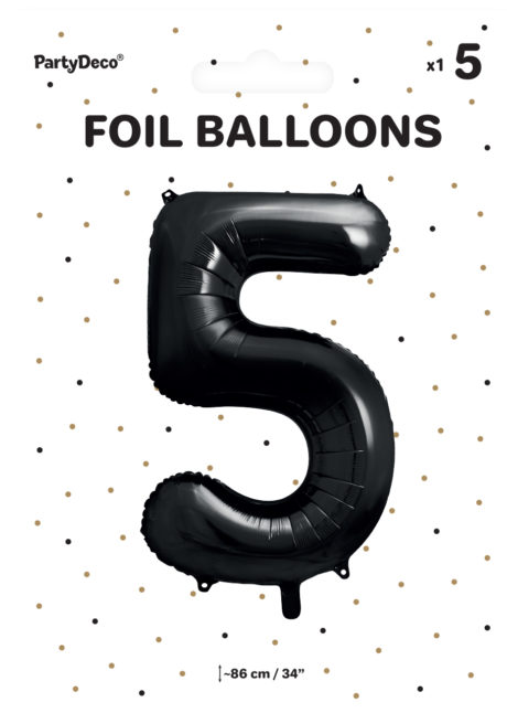ballon chiffre, ballon alu chiffre, ballon chiffre 5 noir, Ballon Chiffre 5, Noir, 86 cm