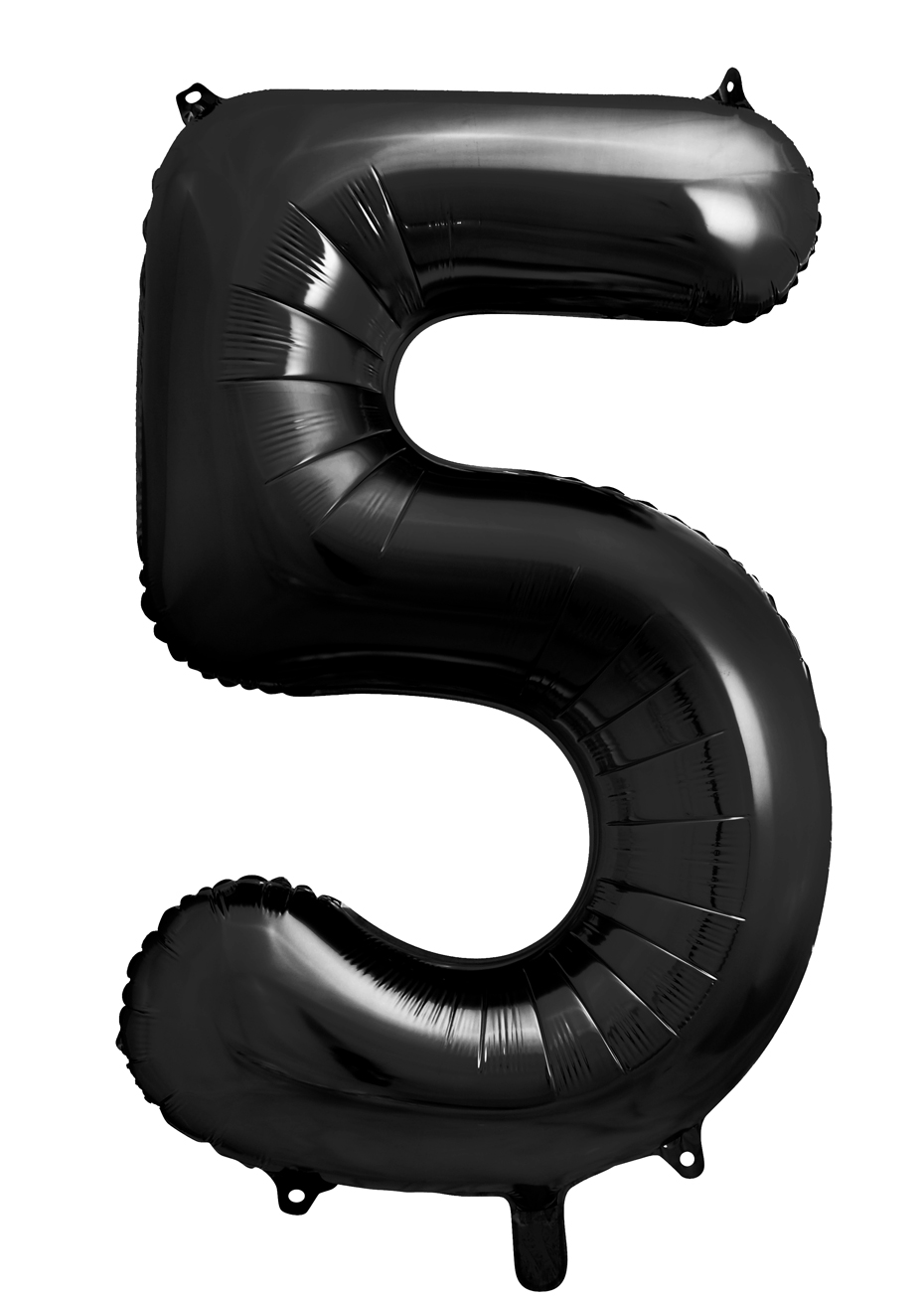 Ballon Chiffre 5, Noir, 86 cm - Aux Feux de la Fête - Paris