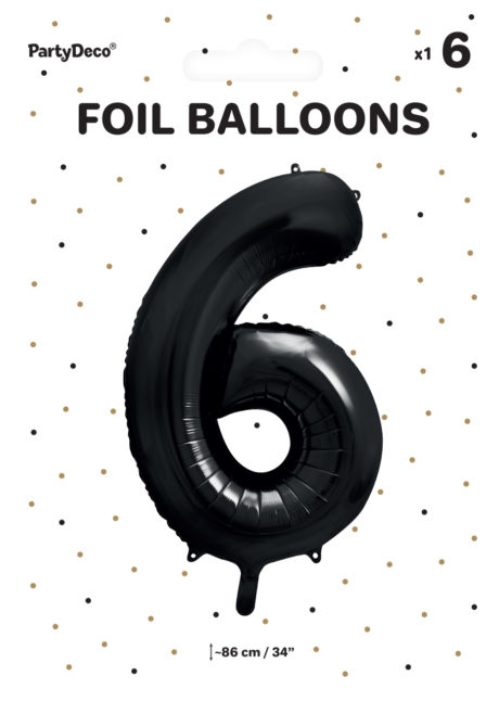 ballon chiffre, ballon alu chiffre, ballon chiffre 6 noir, Ballon Chiffre 6, Noir, 86 cm