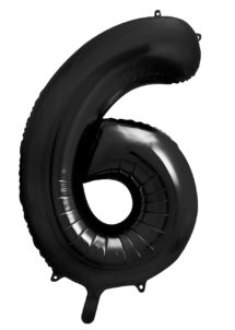 ballon chiffre, ballon alu chiffre, ballon chiffre 6 noir, Ballon Chiffre 6, Noir, 86 cm