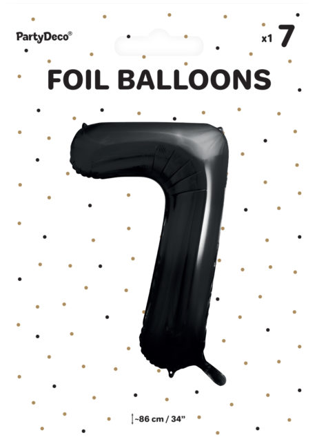 ballon chiffre, ballon alu chiffre, ballon chiffre 7 noir, Ballon Chiffre 7, Noir, 86 cm