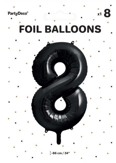 ballon chiffre, ballon alu chiffre, ballon chiffre 8 noir, Ballon Chiffre 8, Noir, 86 cm