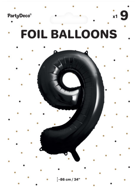 ballon chiffre, ballon alu chiffre, ballon chiffre 9 noir, Ballon Chiffre 9, Noir, 86 cm