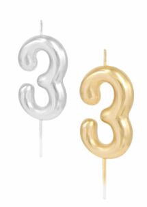 BOUGIE CHIFFRE 3 ANNIVERSAIRE, bougie chiffre 3 doré, bougie chiffre 3 argent
