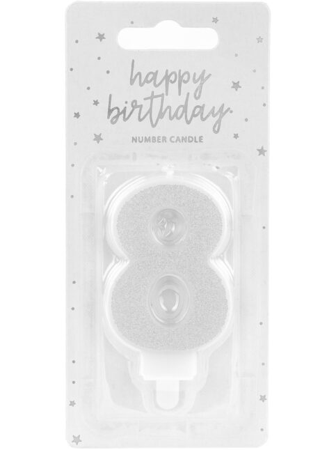 bougie chiffre 8, bougies chiffres, bougies d'anniversaire, Bougie d’Anniversaire, Chiffre 8, Paillettes Argent