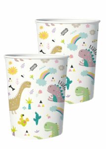 gobelets en carton anniversaire, gobelets anniversaire dinosaure, Gobelets Anniversaire Thème Dinosaure – 220 ml