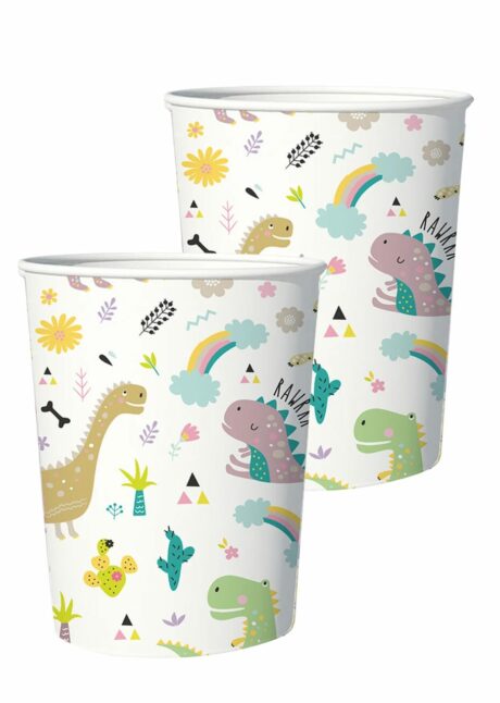 gobelets en carton anniversaire, gobelets anniversaire dinosaure, Gobelets Anniversaire Thème Dinosaure – 220 ml