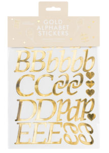 lettres autocollantes, tickets lettres, lettres dorées