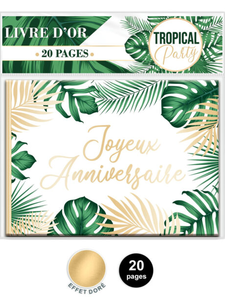 livre d'or anniversaire, livre d'or jungle et tropical, livre d'or pour anniversaire, cartes anniversaire, Livre d’Or Joyeux Anniversaire, Jungle et Tropical