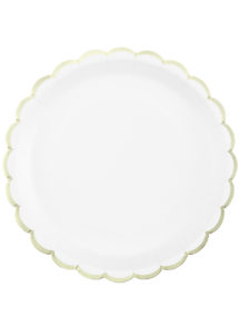 assiettes blanches et dorées, assiettes mariage, assiettes blanches baby shower, vaisselle jetable baby shower, assiettes en carton, vaisselle jetable, Vaisselle Blanche, Assiettes Blanches et Dorées
