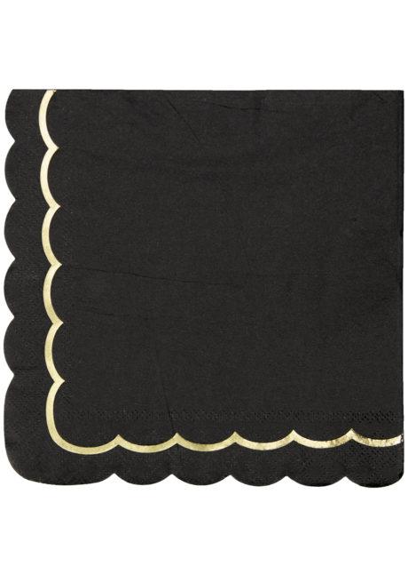 serviettes en papier, serviettes blanches, vaisselle noire, vaisselle jetable, Vaisselle Noire, Serviettes Noires et Or