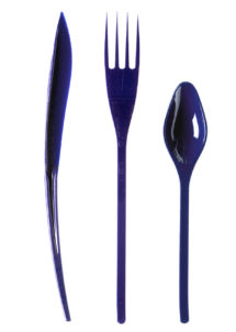 couverts plastiques bleus, fourchettes, couteaux, cuillères, vaisselle jetable, Couverts en Plastique Bleu Marine,  x 30
