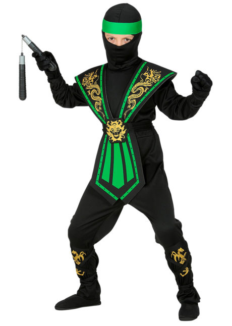 déguisement de ninja enfant, déguisement ninja garçon, déguisement enfant, déguisements pour garçon, déguisement ninja carnaval, Déguisement de Ninja Noir et Vert, Garçon