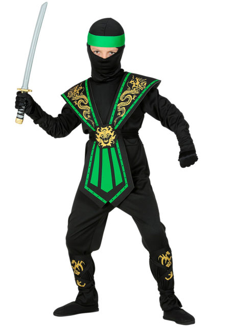 déguisement de ninja enfant, déguisement ninja garçon, déguisement enfant, déguisements pour garçon, déguisement ninja carnaval, Déguisement de Ninja Noir et Vert, Garçon
