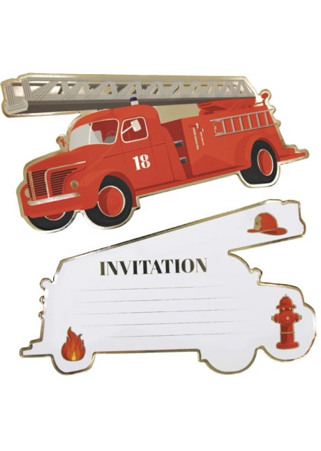 cartes invitations anniversaires, cartes d'invitations, anniversaire pompiers, Cartes d’Invitations Pompiers