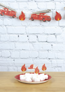 pics apéro pompiers, pics cocktail, cupcake pompiers, anniversaire pompiers
