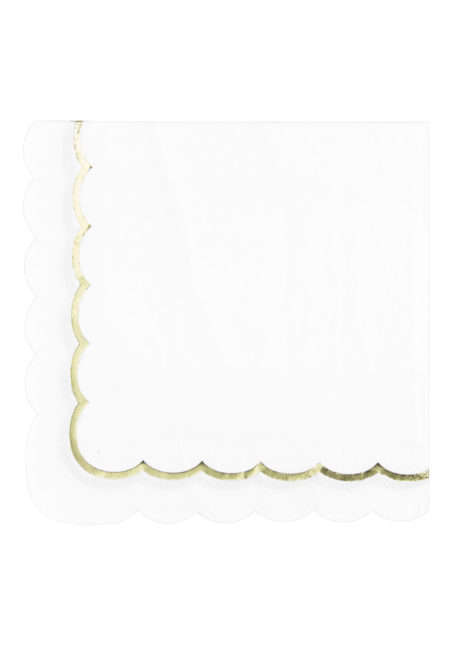 serviettes en papier, serviettes blanches, vaisselle blanche, vaisselle jetable, Vaisselle Blanche, Serviettes Blanches et Dorées