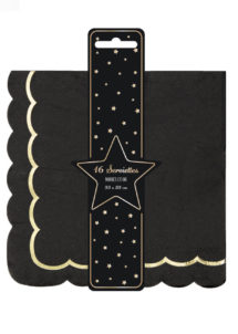 serviettes en papier, serviettes blanches, vaisselle noire, vaisselle jetable