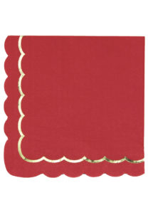 serviettes en papier, serviettes blanches, vaisselle rouge, vaisselle jetable