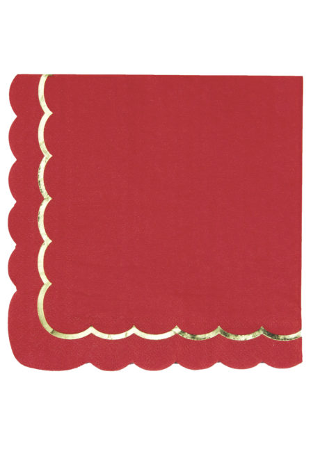 serviettes en papier, serviettes blanches, vaisselle rouge, vaisselle jetable, Vaisselle Rouge, Serviettes Rouges et Or