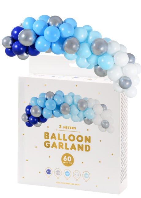 arche de ballons, ballons bleus, guirlande de ballons, arche décorations ballons, ballons babyshower, Arche Guirlande de Ballons Bleus et Argent